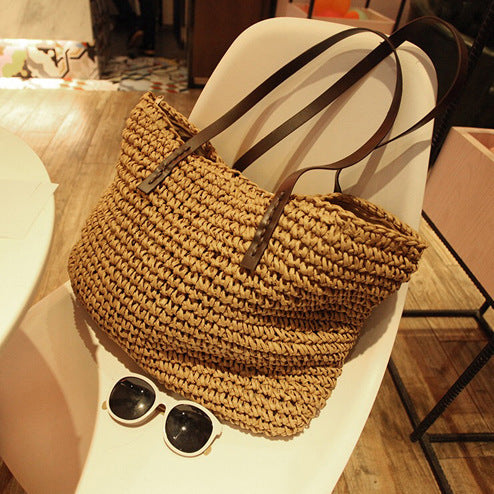 Bolso de playa tejida con tirantes