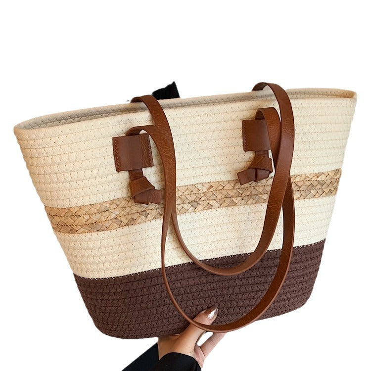 Bolso de playa grande de paja tejida – estilo natural y elegante