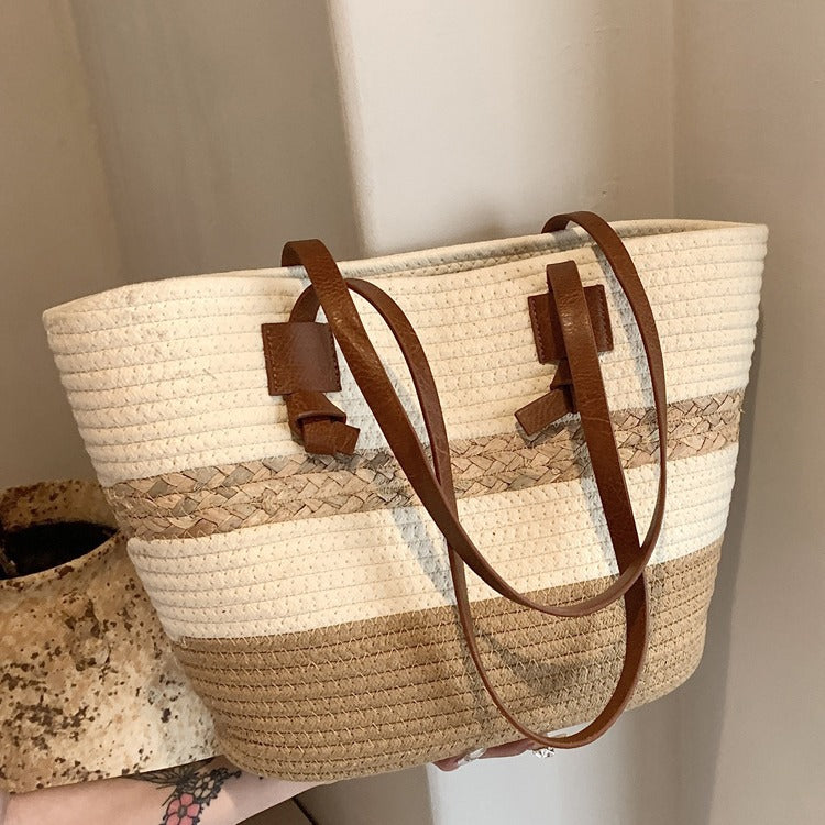 Bolso de playa grande de paja tejida – estilo natural y elegante