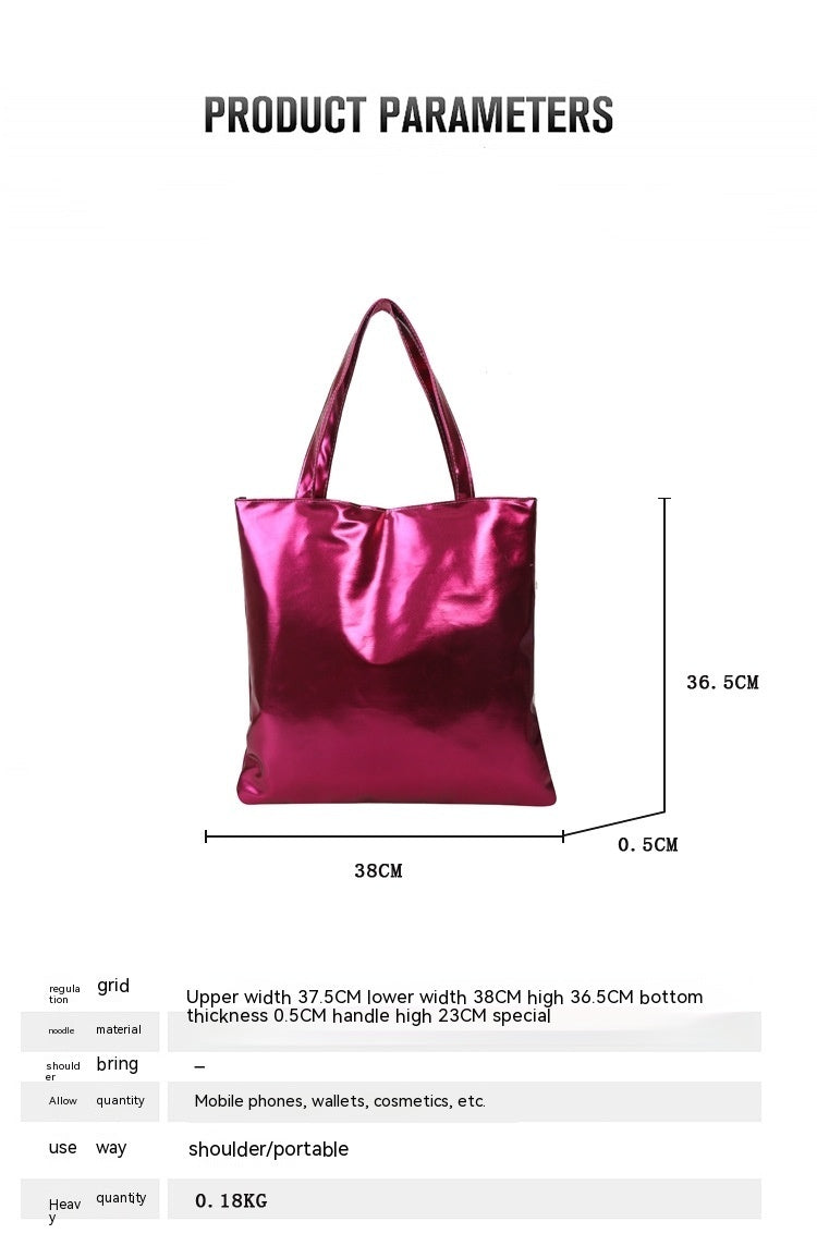 Bolso de hombro de gran capacidad con textura brillante