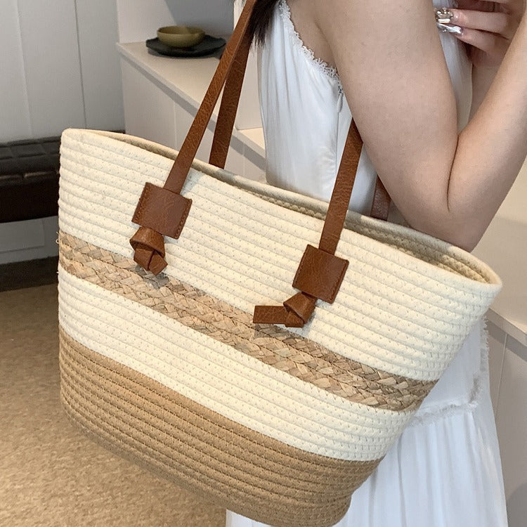 Bolso de playa grande de paja tejida – estilo natural y elegante
