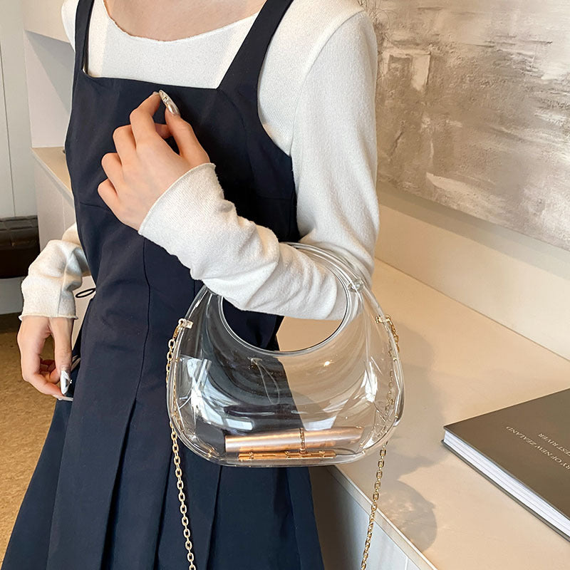 Bolso de mano de acrílico con cadena – diseño moderno y original