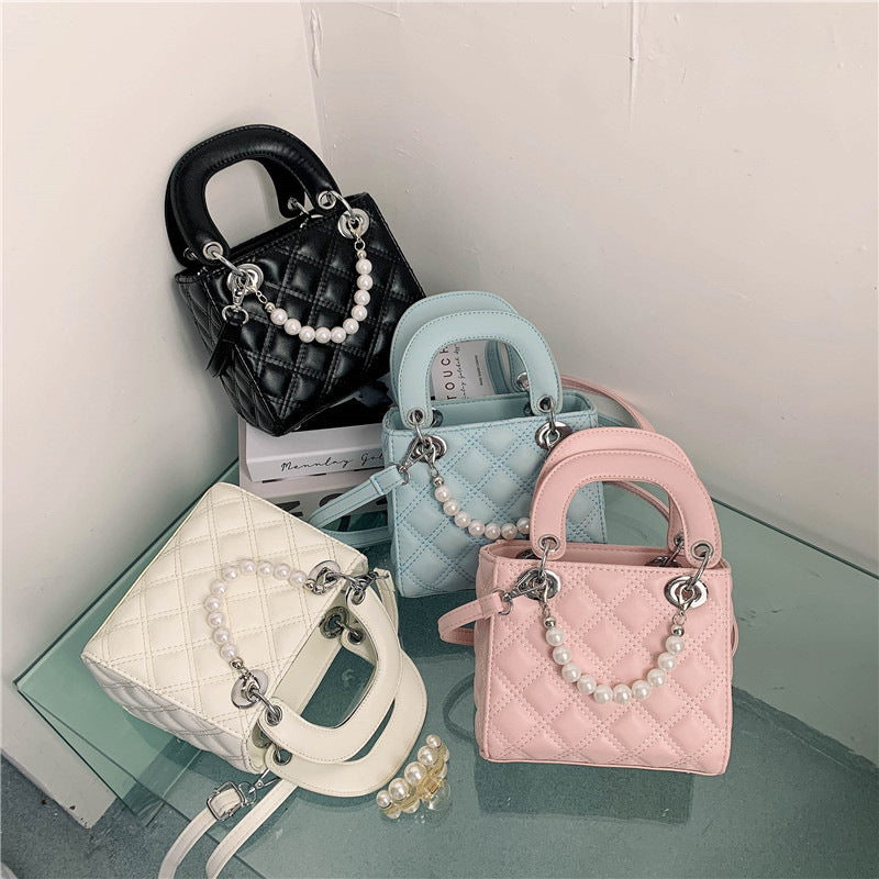 Bolso bandolera con diseño acolchado de diamantes tipo Dior