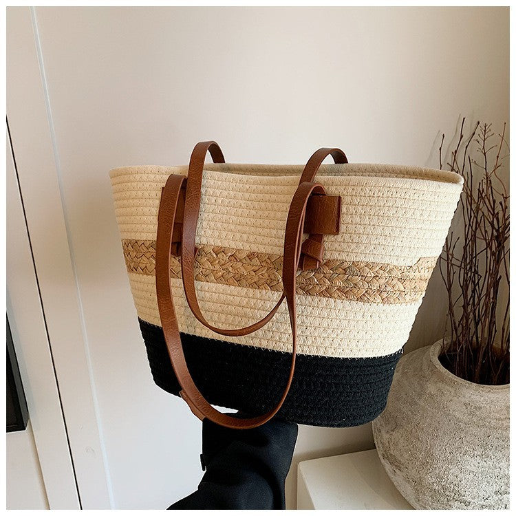 Bolso de playa grande de paja tejida – estilo natural y elegante