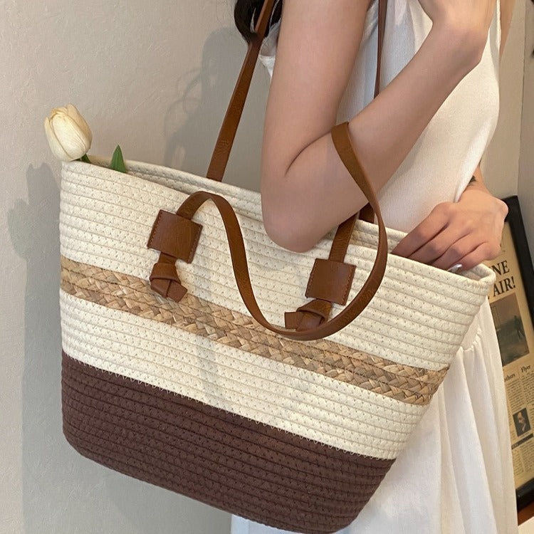 Bolso de playa grande de paja tejida – estilo natural y elegante