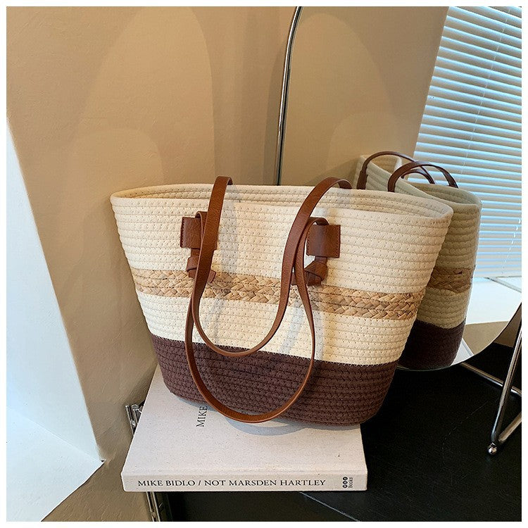Bolso de playa grande de paja tejida – estilo natural y elegante