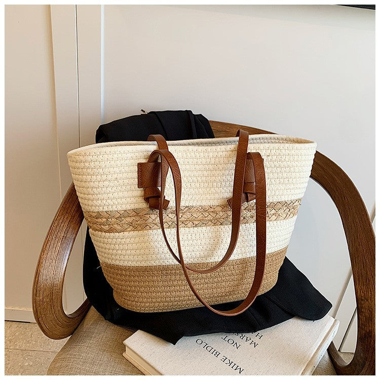 Bolso de playa grande de paja tejida – estilo natural y elegante