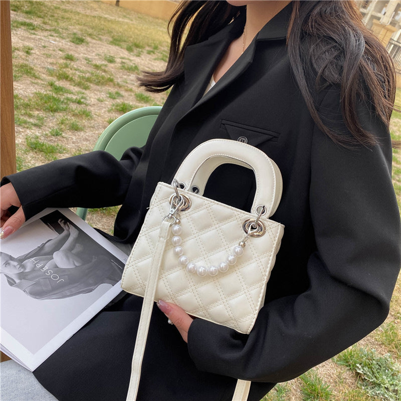 Bolso bandolera con diseño acolchado de diamantes tipo Dior